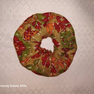 Kantha Hair Scrunchie Brown Red Green Cotton For Thick Hair Handmade New HS3.